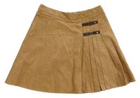 Béžová manšestrová sukně s přezkami Tu