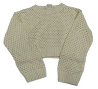Smetanový perforovaný crop svetr H&M
