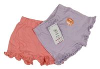 Nové - 2set - 2x bavlněné kraťasy - lila + růžové M&S