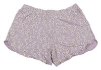 Lila-bílo-zlaté květované pyžamové kraťasy Zeeman