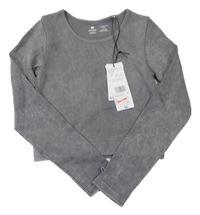 Nové - Šedé žebrované sportovní crop triko F&F