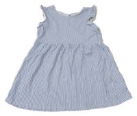 Modro-bílé pruhované bavlněné šaty s volánky H&M