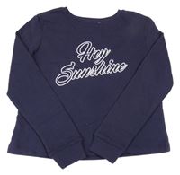 Tmavomodrá crop mikina s třpytivým nápisem H&M