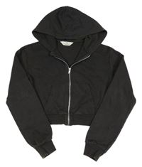 Antracitová propínací crop mikina s kapucí H&M