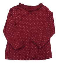 Vínové puntíkaté triko s volánkem H&M