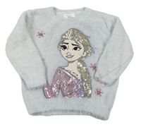 Šedý chlupatý svetr s Frozen zn. Disney