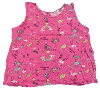 Neonově růžový crop top s obrázky Pep&Co.