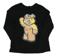 Černé triko s Pudseym/Blush z překlápěcích flitrů George
