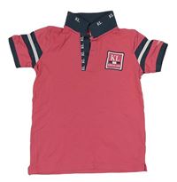Růžovo-šedé polo tričko s výšivkou zn. Kingsland