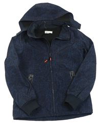 Černo-modrá vzorovaná softshellová bunda s odepínací kapucí H&M
