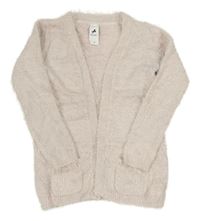 Světlerůžovo-stříbrný chlupatý svetrový cardigan C&A