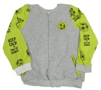 Limetkovo-šedá propínací mikina se spinnery 