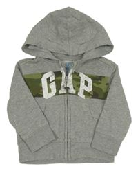 Šedá propínací mikina s logem a kapucí GAP