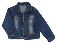 Tmavomodrá riflová bunda s motorkou 