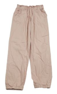 Světlerůžové plátěné cuff kalhoty H&M