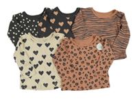 Nové - 5pack - 2x Růžovo-šedé + 2x tmavošedé + smetanové triko se vzorem George 