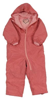 Růžová šusťáková zimní kombinéza s kapucí Lupilu