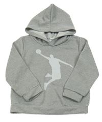 Šedá mikina s basketbalistou a kapucí Shein