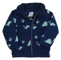 Tmavomodrá fleecová propínací mikina s dinosaury Pocopiano 
