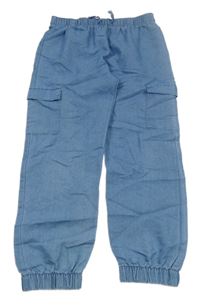 Nové - Modré plátěné cargo cuff kalhoty 