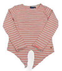 Šedo-neonově oranžová pruhovaná asymetrická mikina Tom Tailor