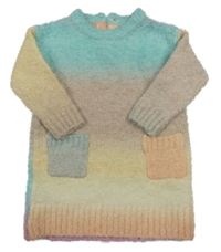 Barevné pruhované svetrové šaty Next