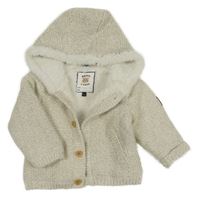 Bílo-šedý melírovaný propínací zateplený svetr s kapucí C&A