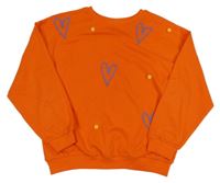 Oranžová mikina s bambulkami a srdíčky Tu