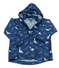 Tmavomodrá šusťáková nepromokavá bunda s dinosasury a odepínací kapucí Tchibo