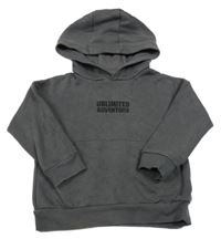 Tmavošedá mikina s nápisem a kapucí F&F