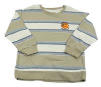 Béžovo-bílo-modrá pruhovaná mikina s míčem Primark