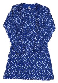 Tmavomodré bavlněné šaty se srdíčky a volánky We