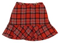 Červeno-barevná kostkovaná vlněná sukně Matalan