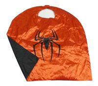 Kostým - Červeno/černý saténový plášť s pavoukem