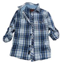 Modro-bílo-šedá kostkovaná košile 