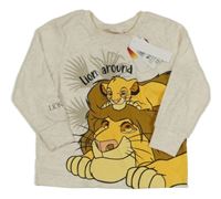 Nové - Béžové melírované triko se Simbou Disney