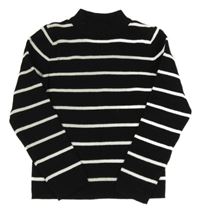 Černo-bílý pruhovaný žebrovaný svetr F&F