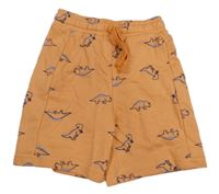 Oranžové teplákové kraťasy s dinosaury George 