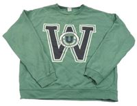 Khaki crop oversize mikina s potiskem Lindex