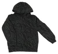 Šedo-černá vzorovaná mikina s kapucí Tu