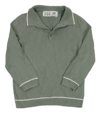 Šedý svetr s límečkem s proužky Primark