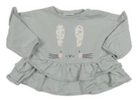 Šedá oversize mikina se zajíčkem a volánky Next