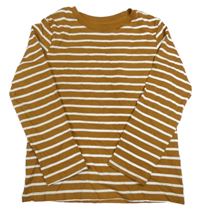 Hnědo-bílé pruhované triko H&M