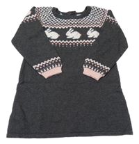 Šedé svetrové šaty se zajíčky H&M