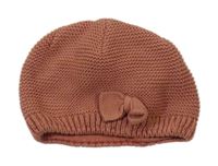 Starorůžová pletená podšitá čepice s mašlí C&A