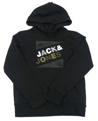 Černá mikina s logem a kapucí JACK&JONES