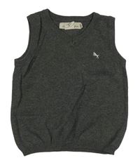 Tmavošedá melírovaná svetrová vesta s výšivkou H&M