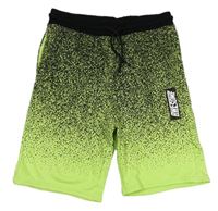Limetkovo-černé skvrnité teplákové kraťasy s nápisem H&M