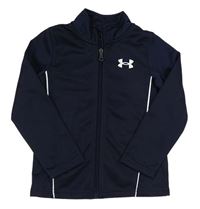 Tmavomodrá funkční sportovní propínací mikina s logem UNDER ARMOUR
