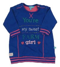 Královsky modro-růžové teplákové šaty s nápisy a srdíčky a pruhy lief!